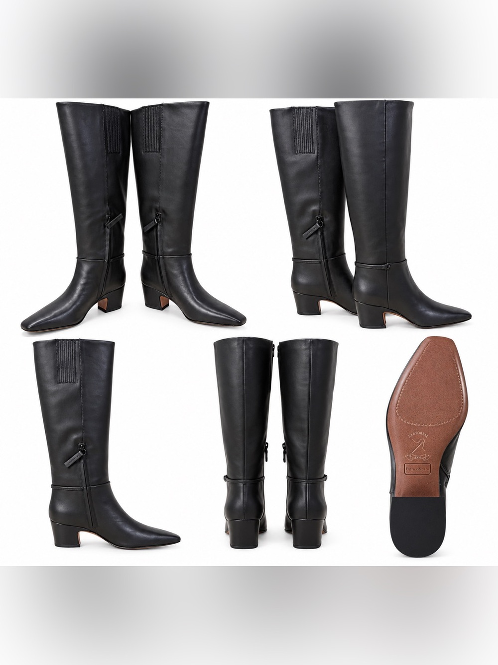 Franco Sarto Sartorial Black Leather Knee-High Boots